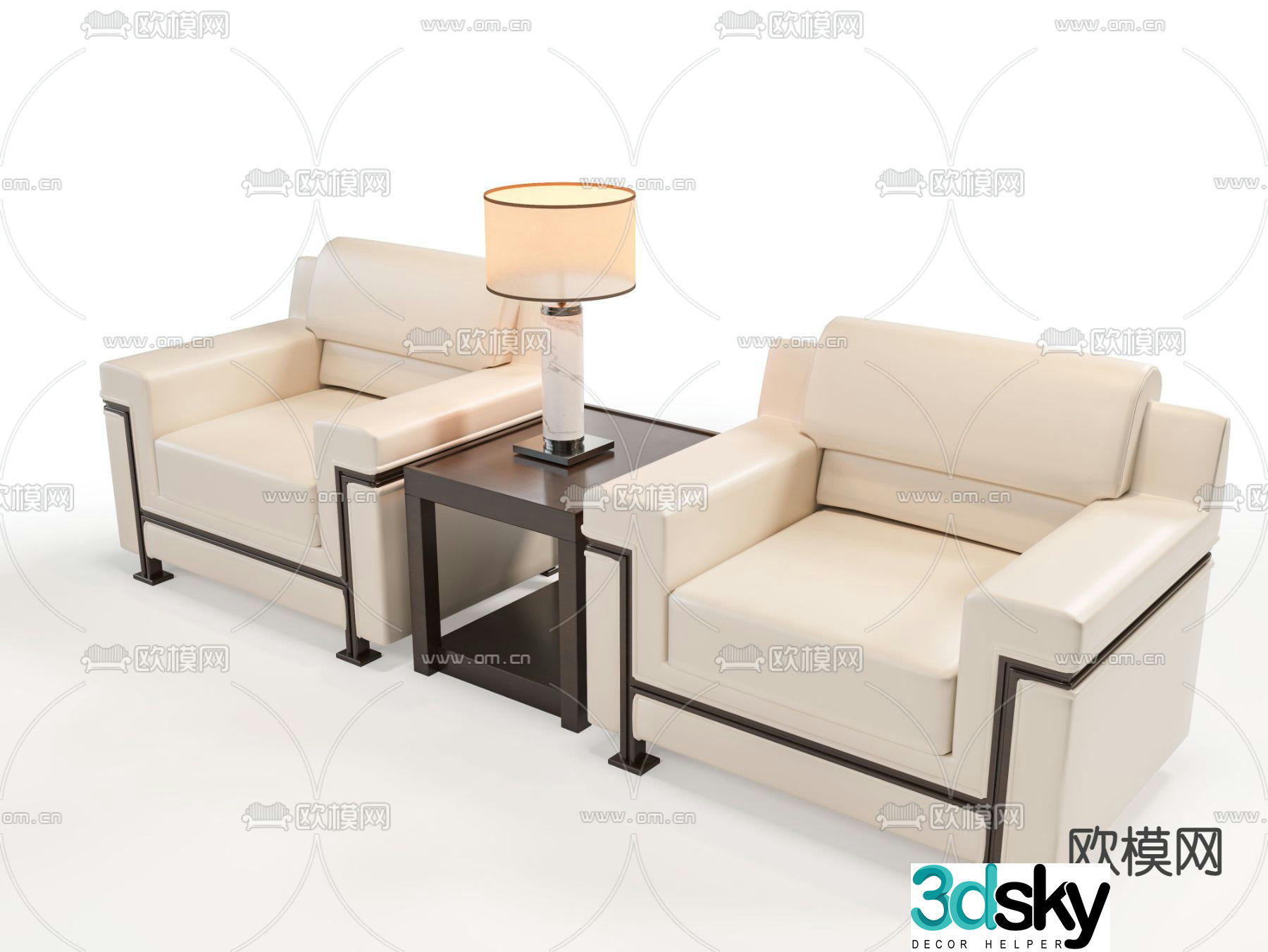 New Chinese style leisure sofa single sofa 3d model