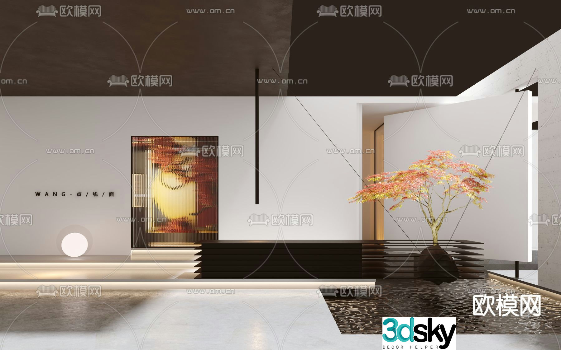 Interior landscaping lobby installation 3D model