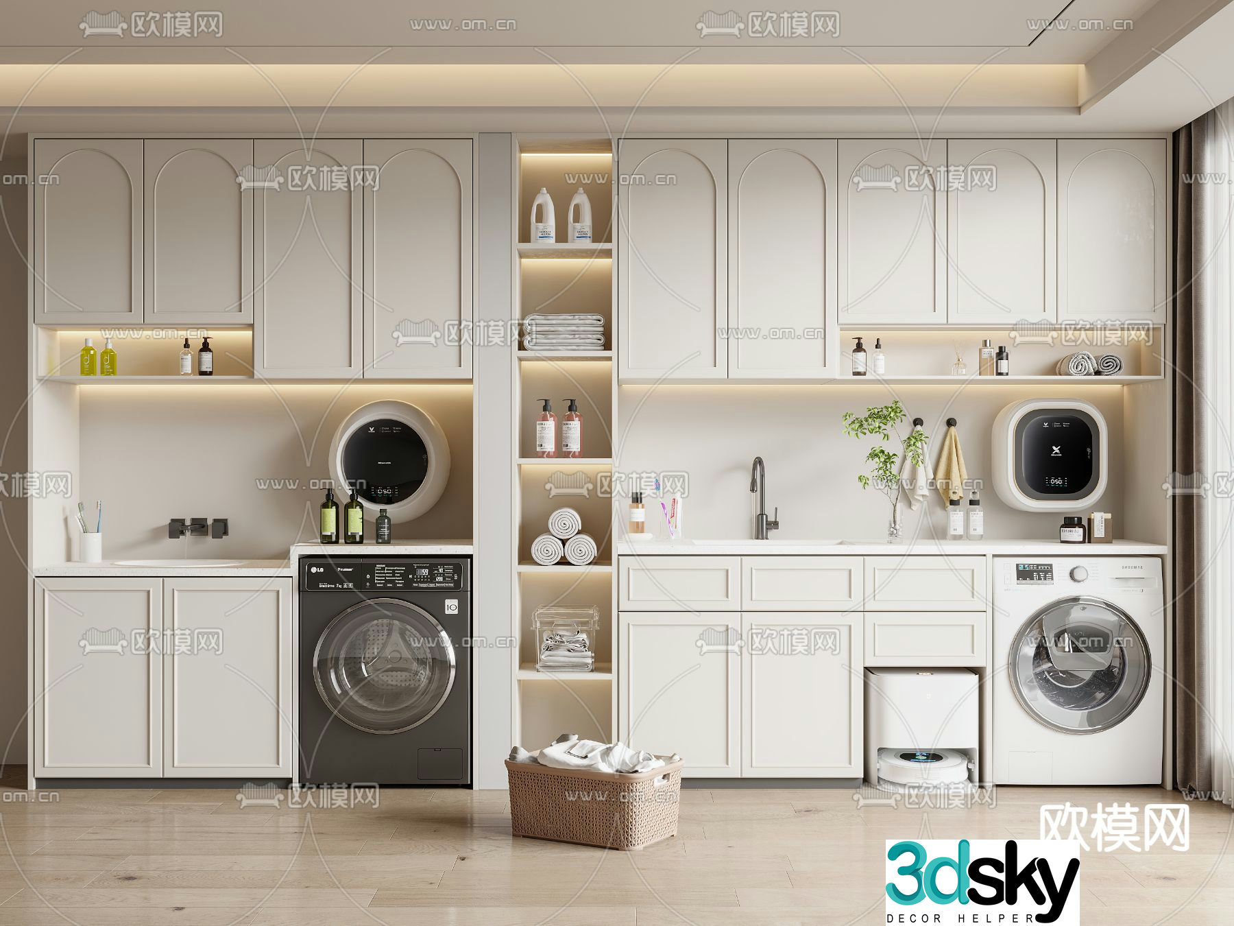 Balcony cabinet washing machine cabinet 3d model