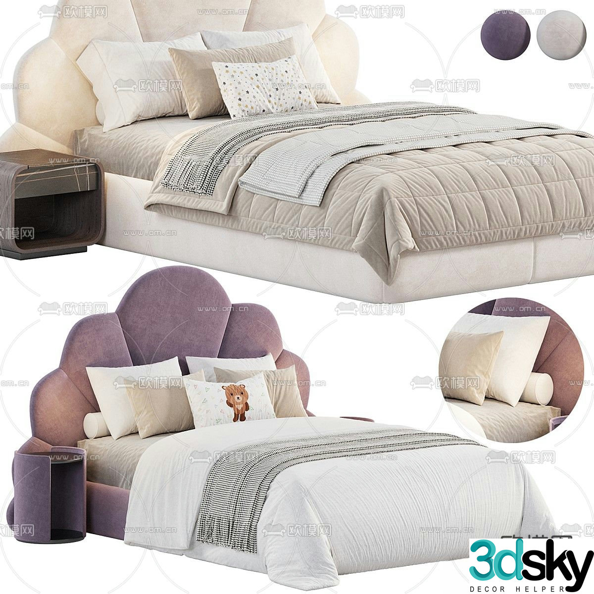 Modern double bed 3d model