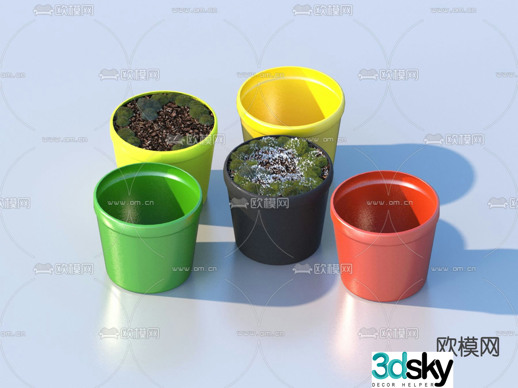 Moss potted plant bonsai flower pot 3d model