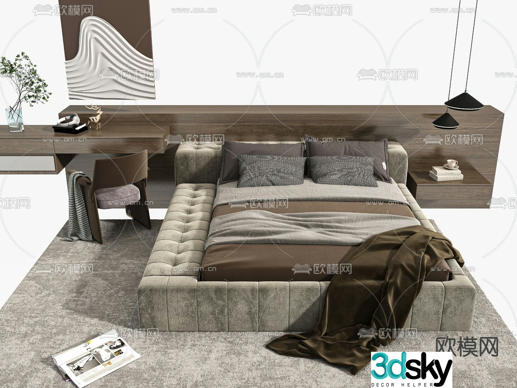 Double bed 3d model