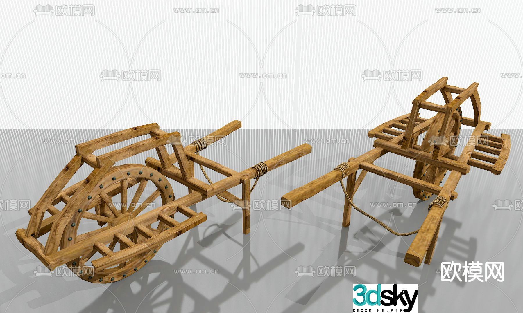 Folk sketch farm tools 3d model