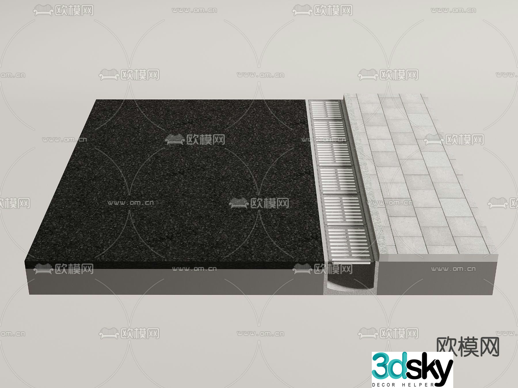 Highway drainage ditch 3d model