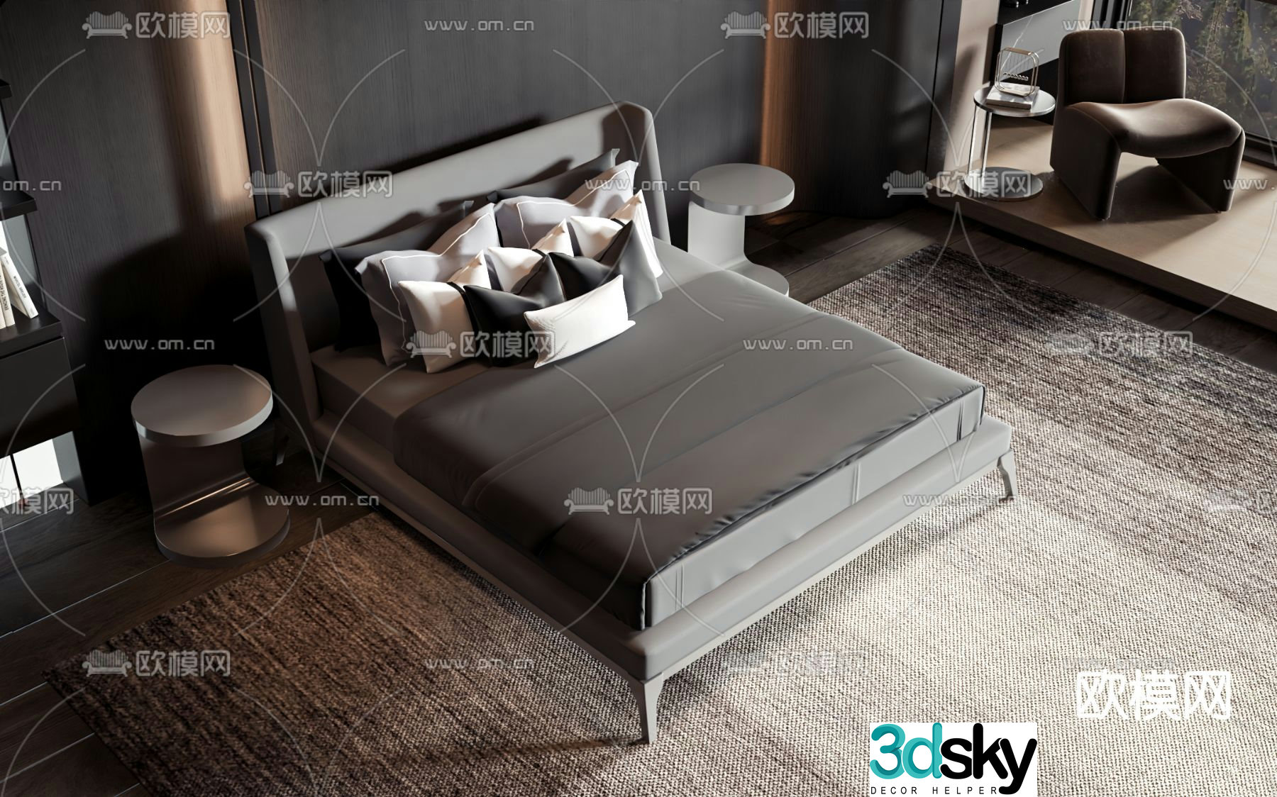 Commercial bed double bed 3d model