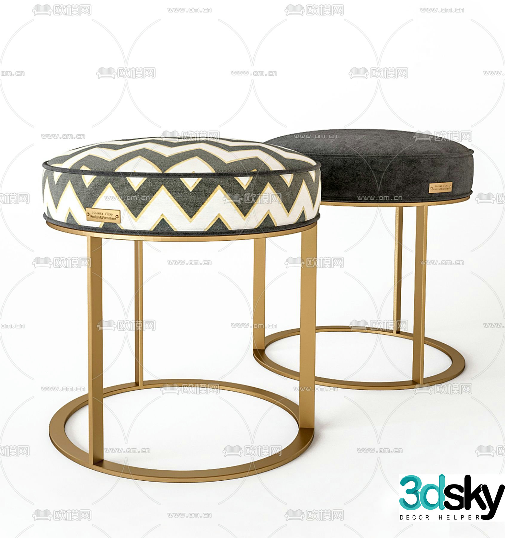 Poof Flipp Rooma light luxury stool low stool round stool 3d model