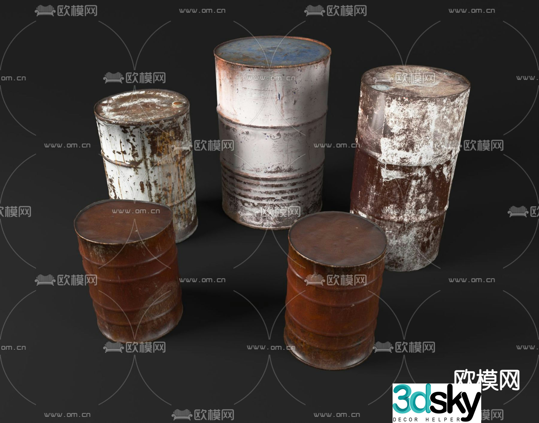 Gasoline barrel iron barrel 3d model