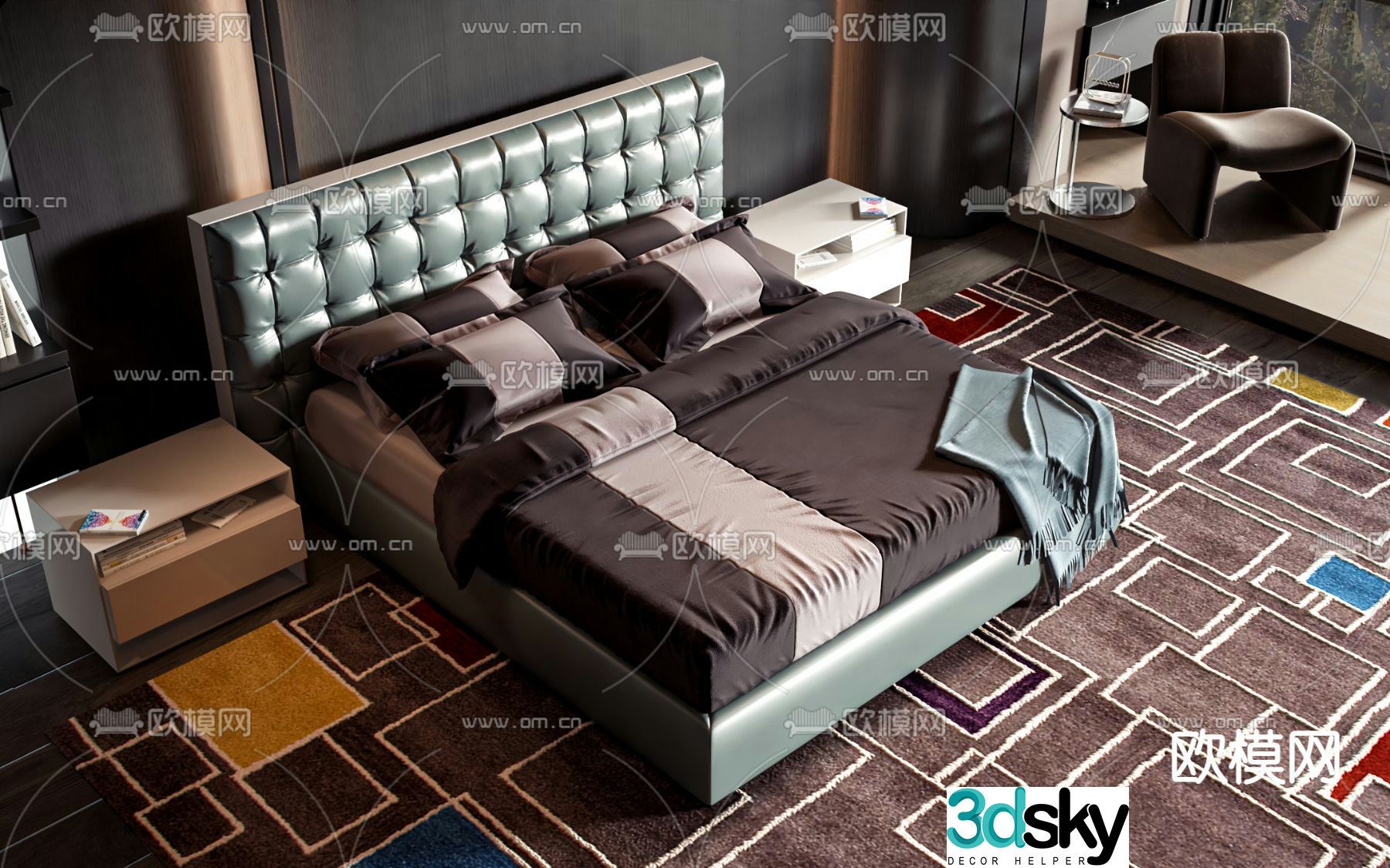 Commercial bed double bed 3d model