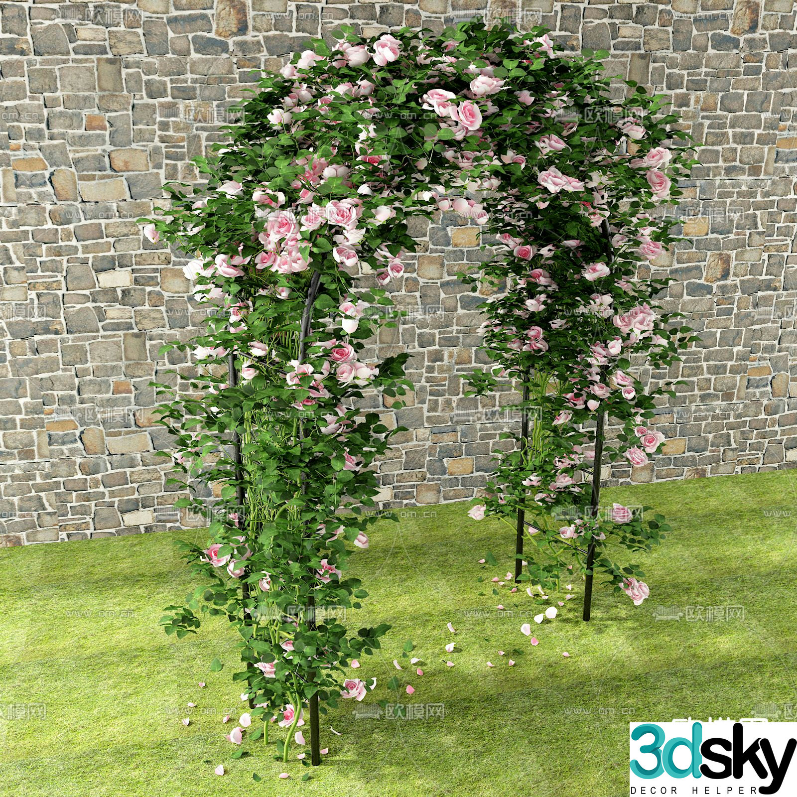 Plant flower stand arch door gardening sketch 3d model