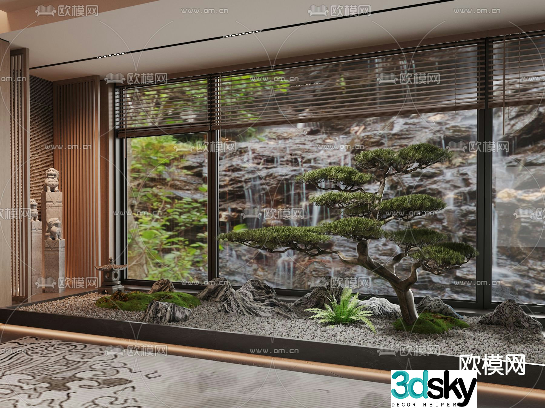 New Chinese style landscape sketch indoor landscaping 3D model