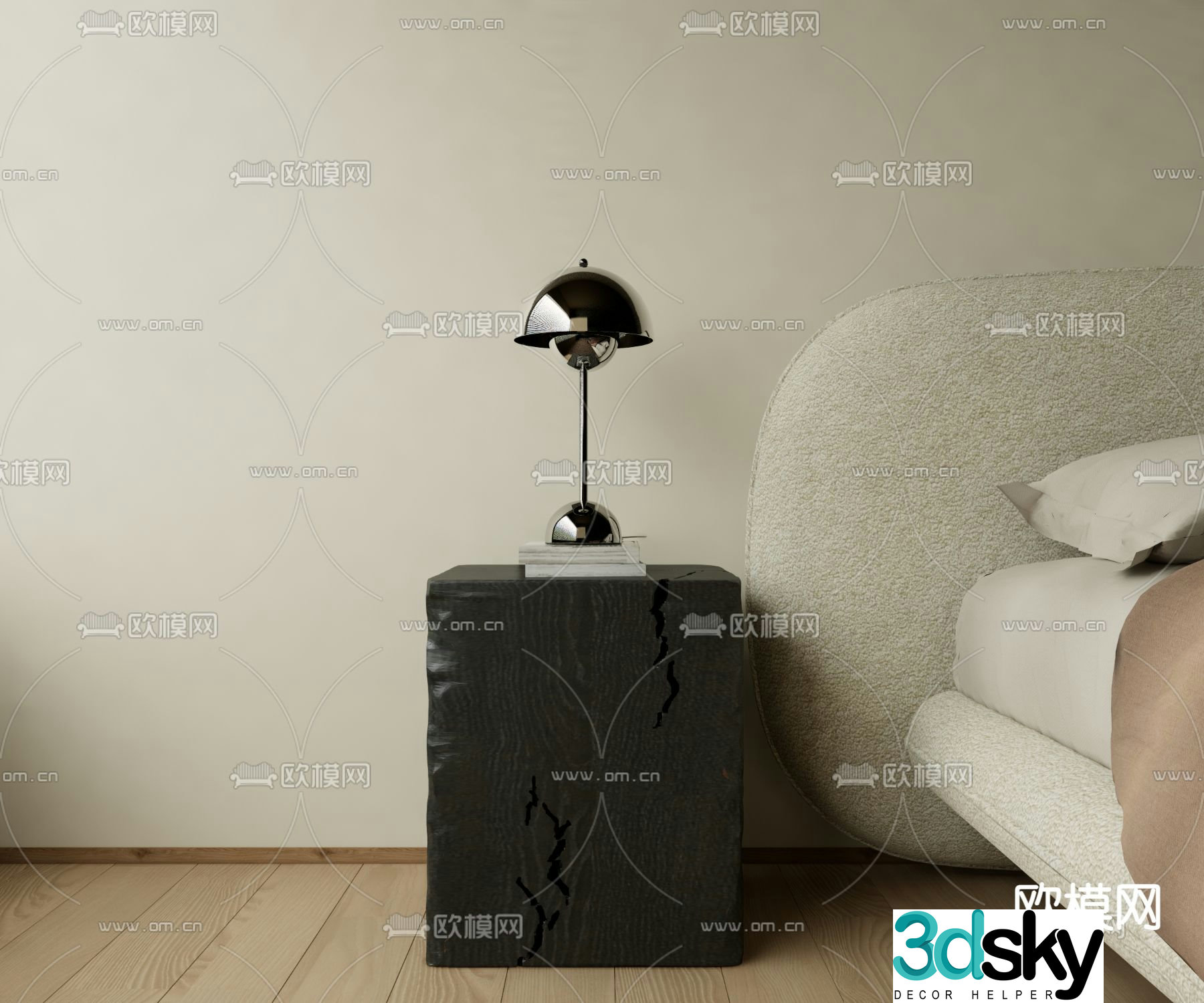 Bedside table side table square bedside table 3d model
