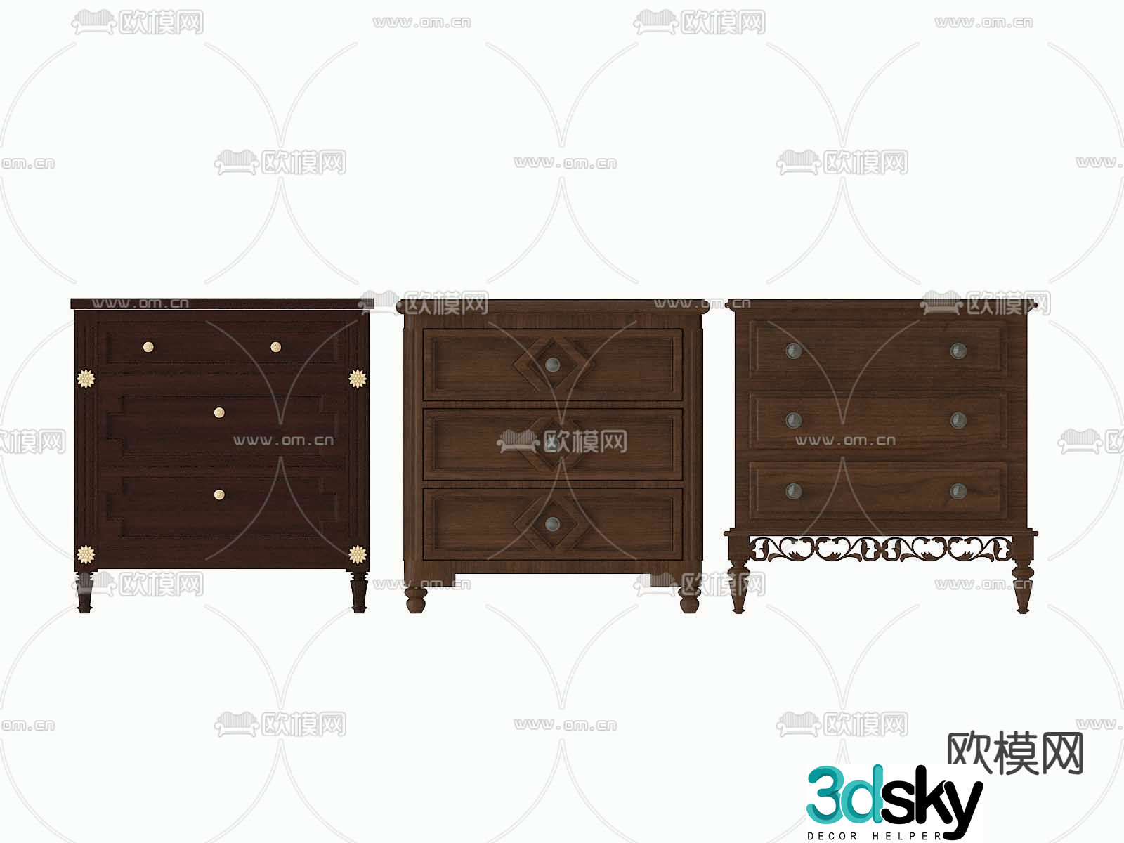 American bedside table 3d model