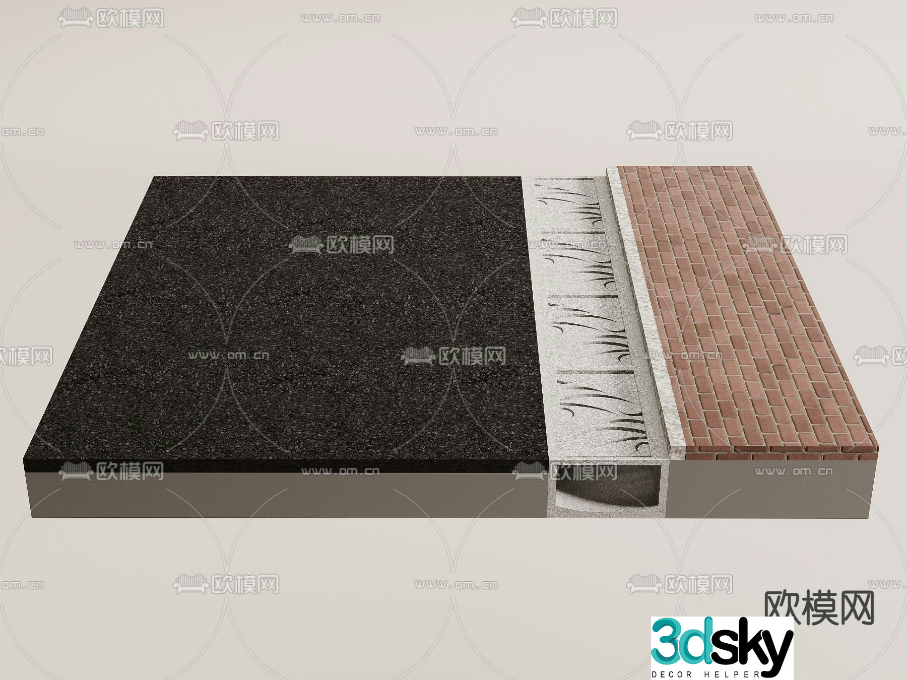 Highway drainage ditch 3d model