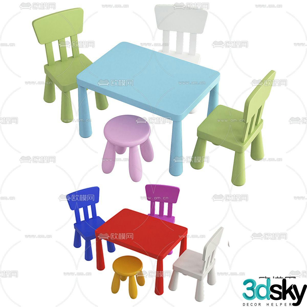 Children’s tables and chairs toy tables and chairs 3d model