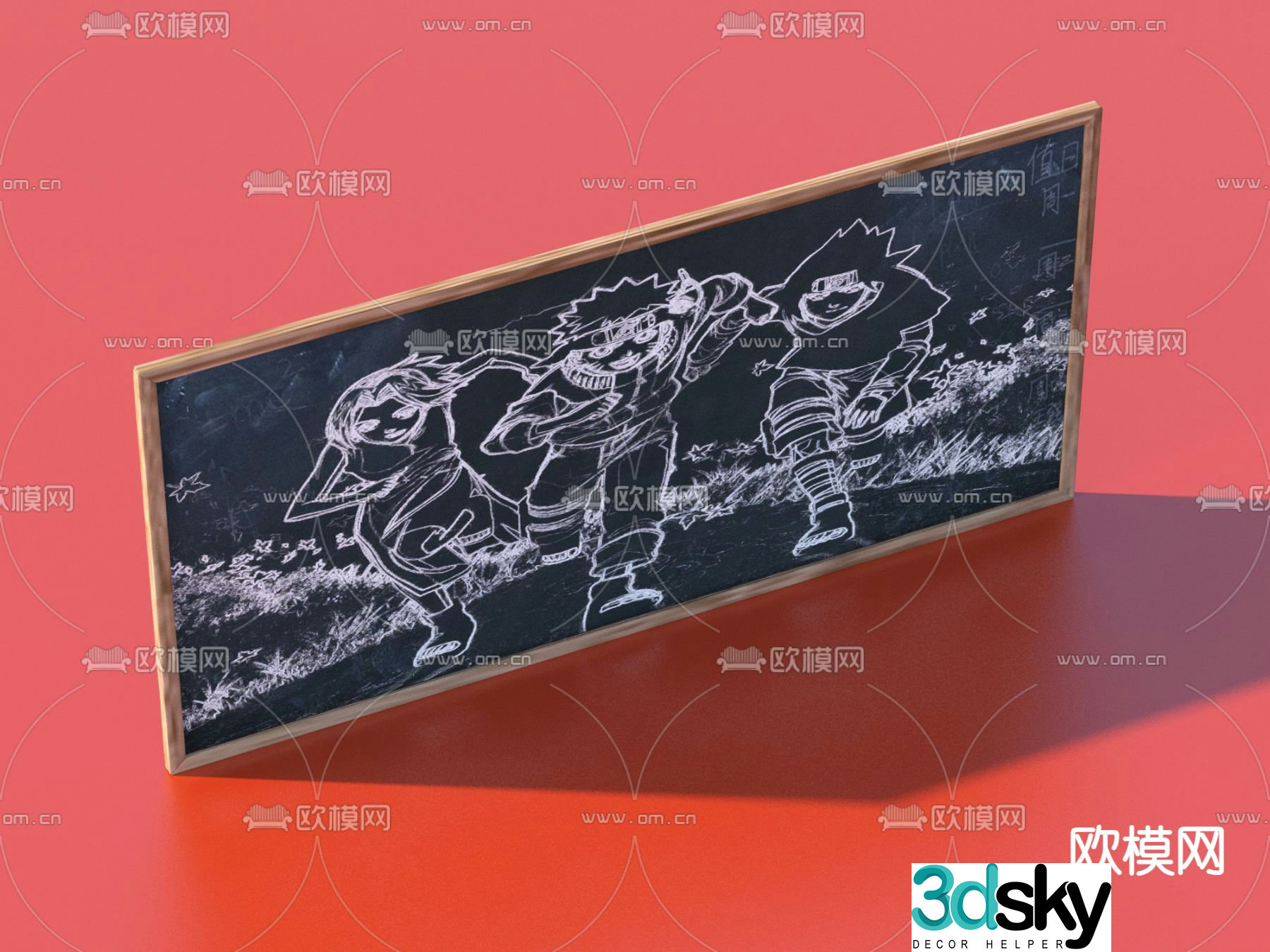 blackboard graffiti board small blackboard 3d model