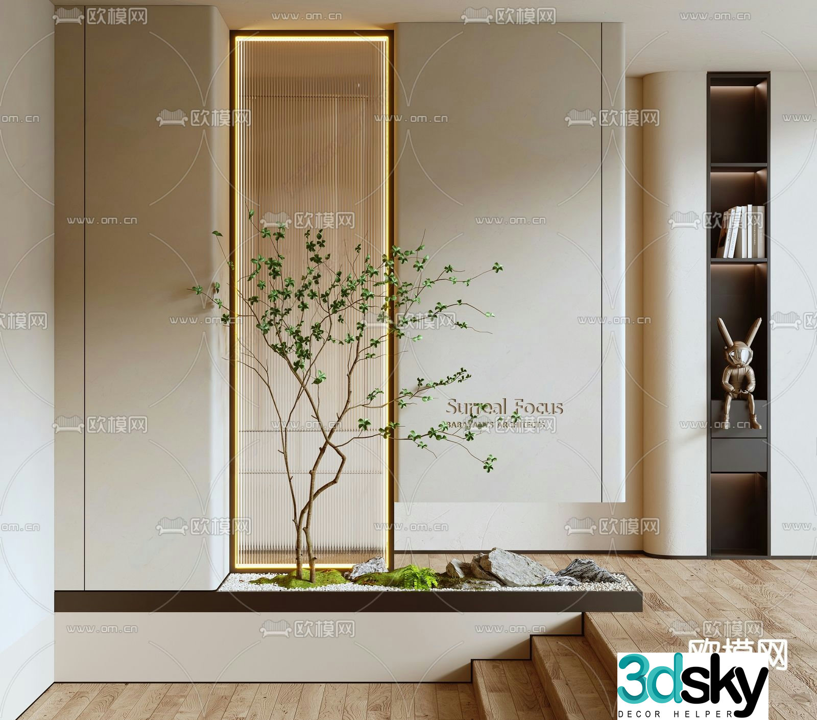 Entrance partition glass brick partition 3d model
