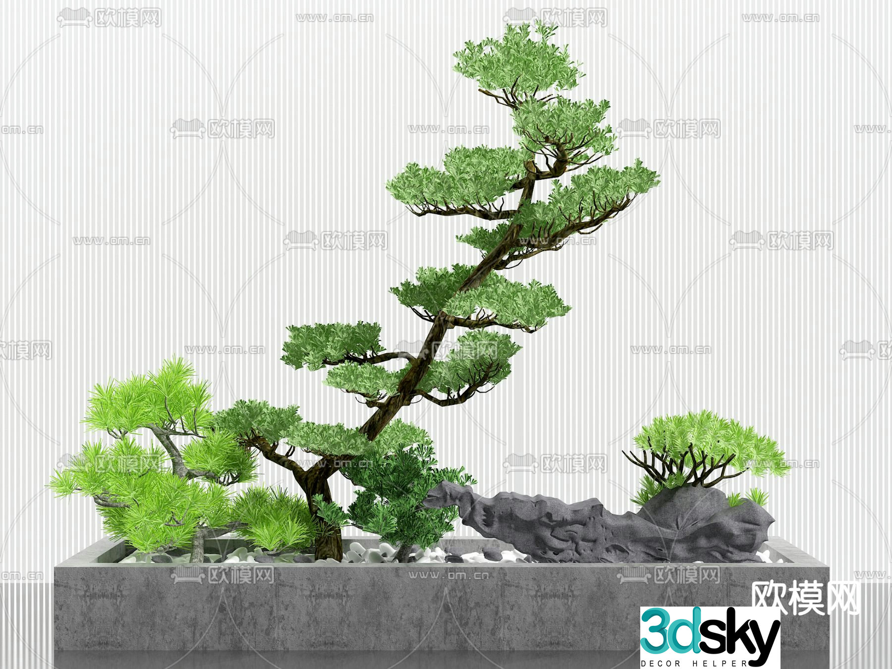 Landscape sketch pine tree landscaping 3D model