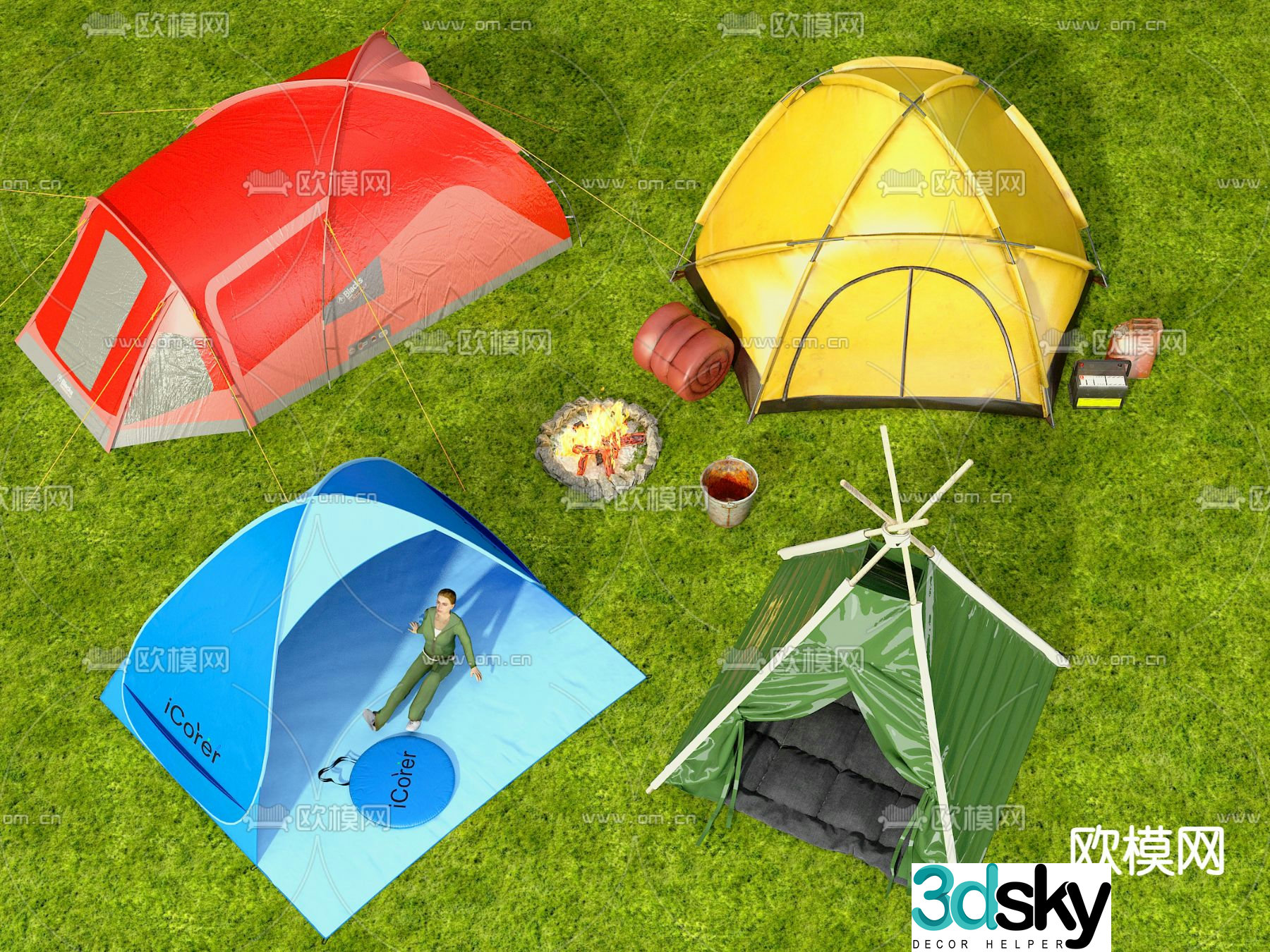 Outdoor camping tent 3d model