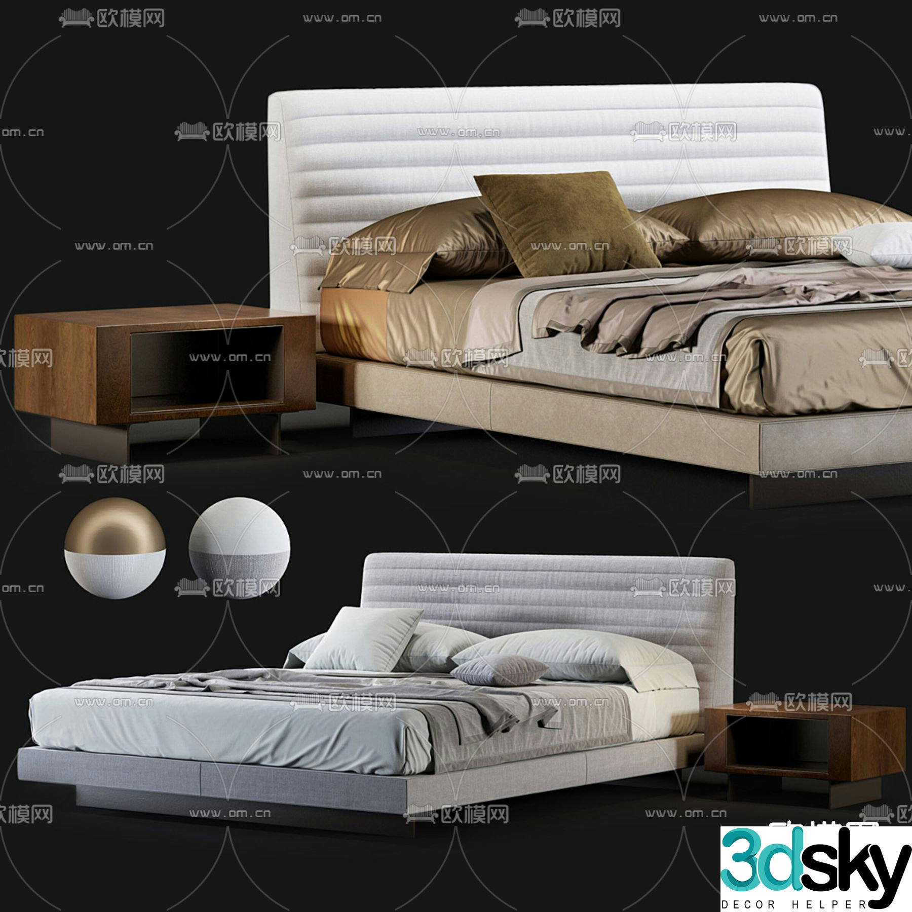 Leather double bed 3d model