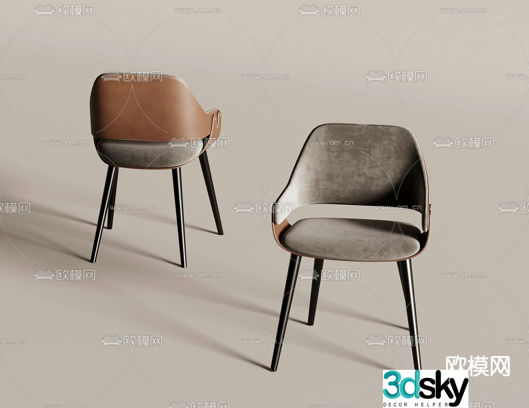 Modern chair dining chair 3d model