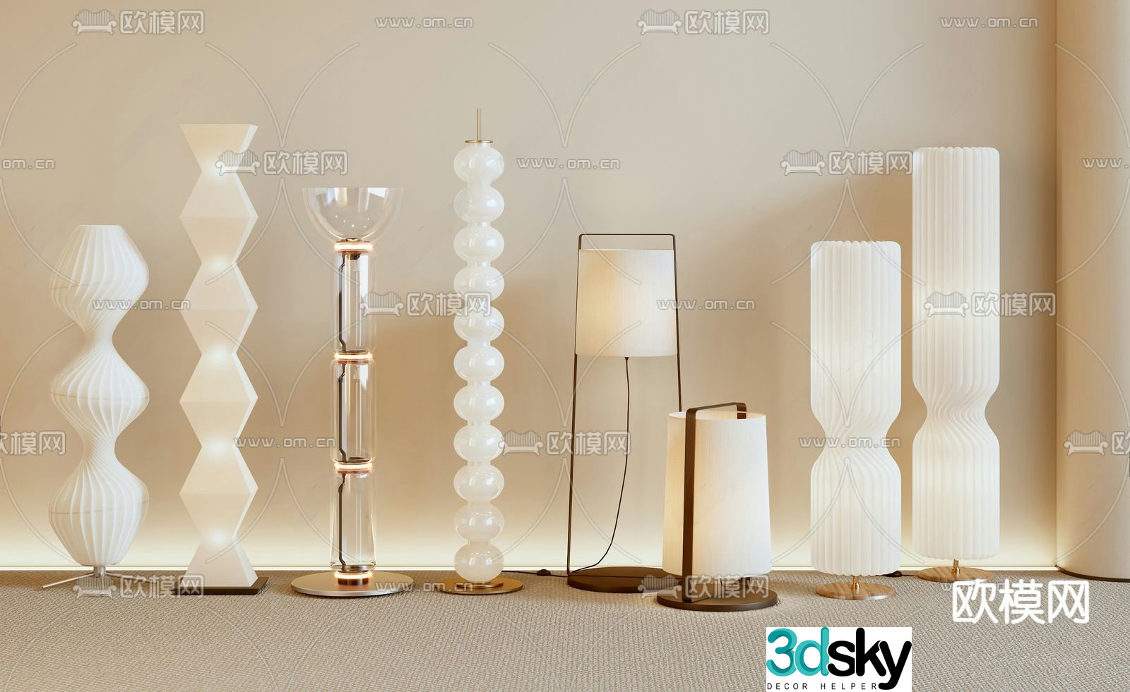 Floor lamp beaded lamp d model
