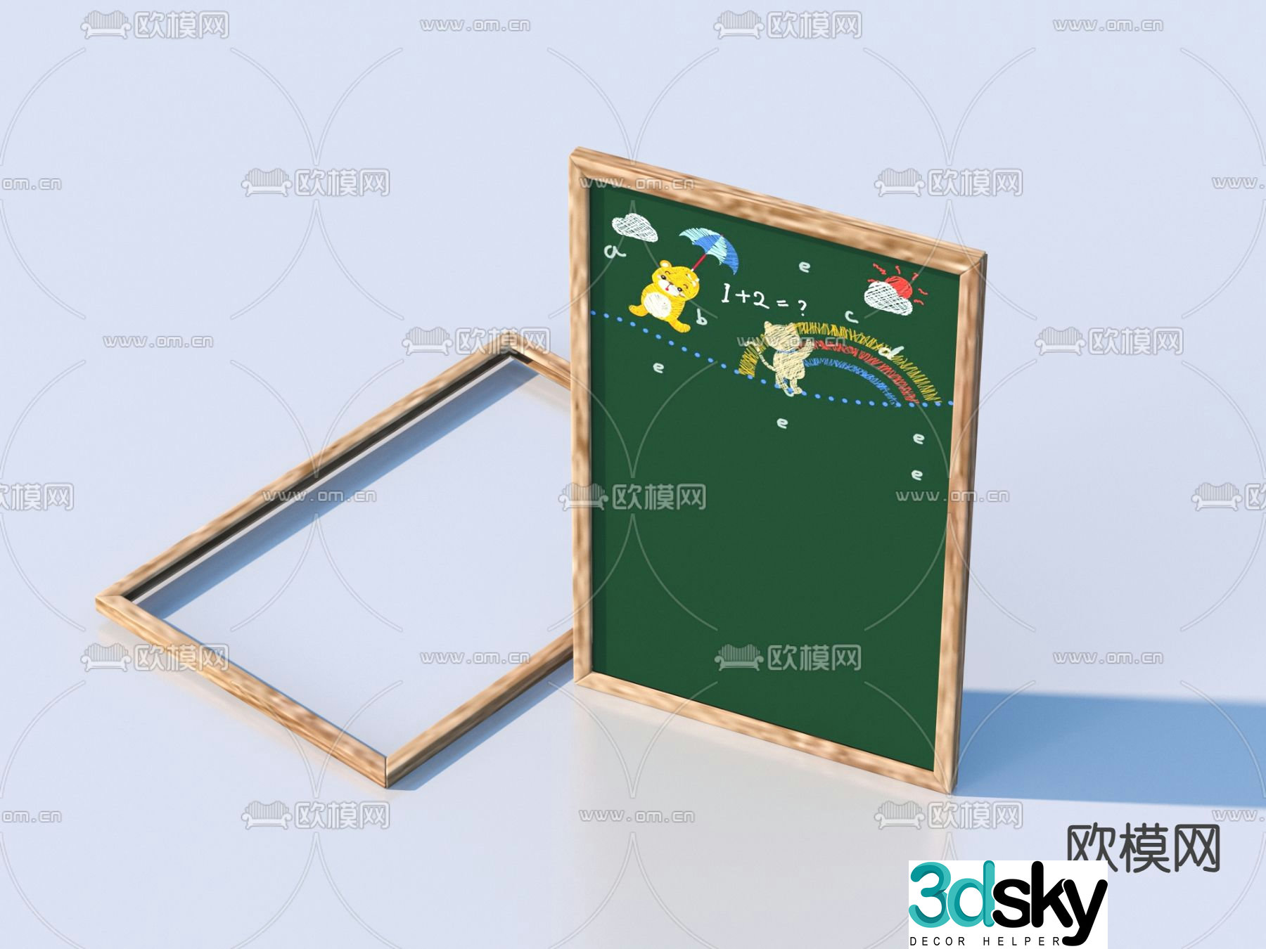 blackboard graffiti board small blackboard 3d model