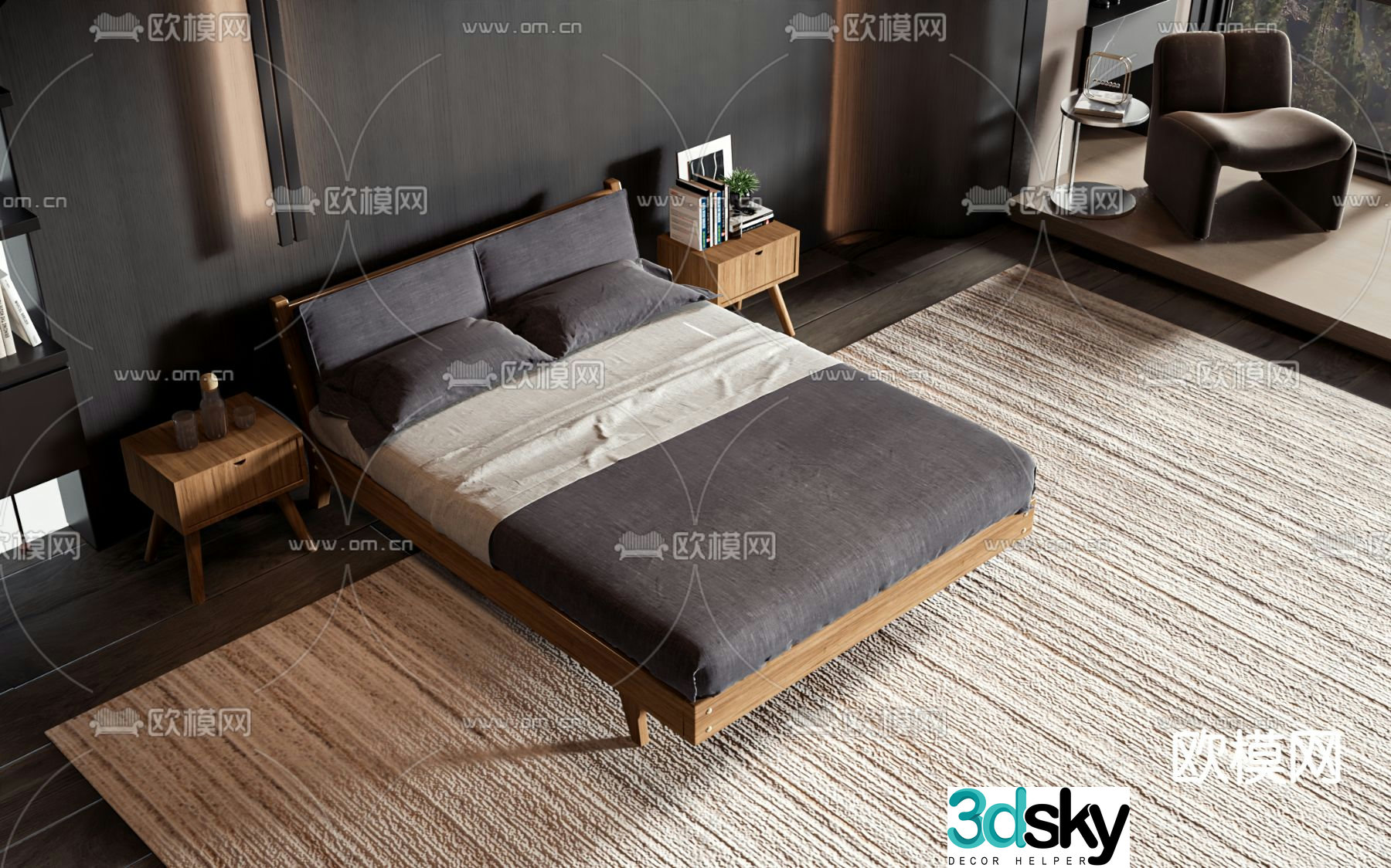 Commercial bed double bed 3d model