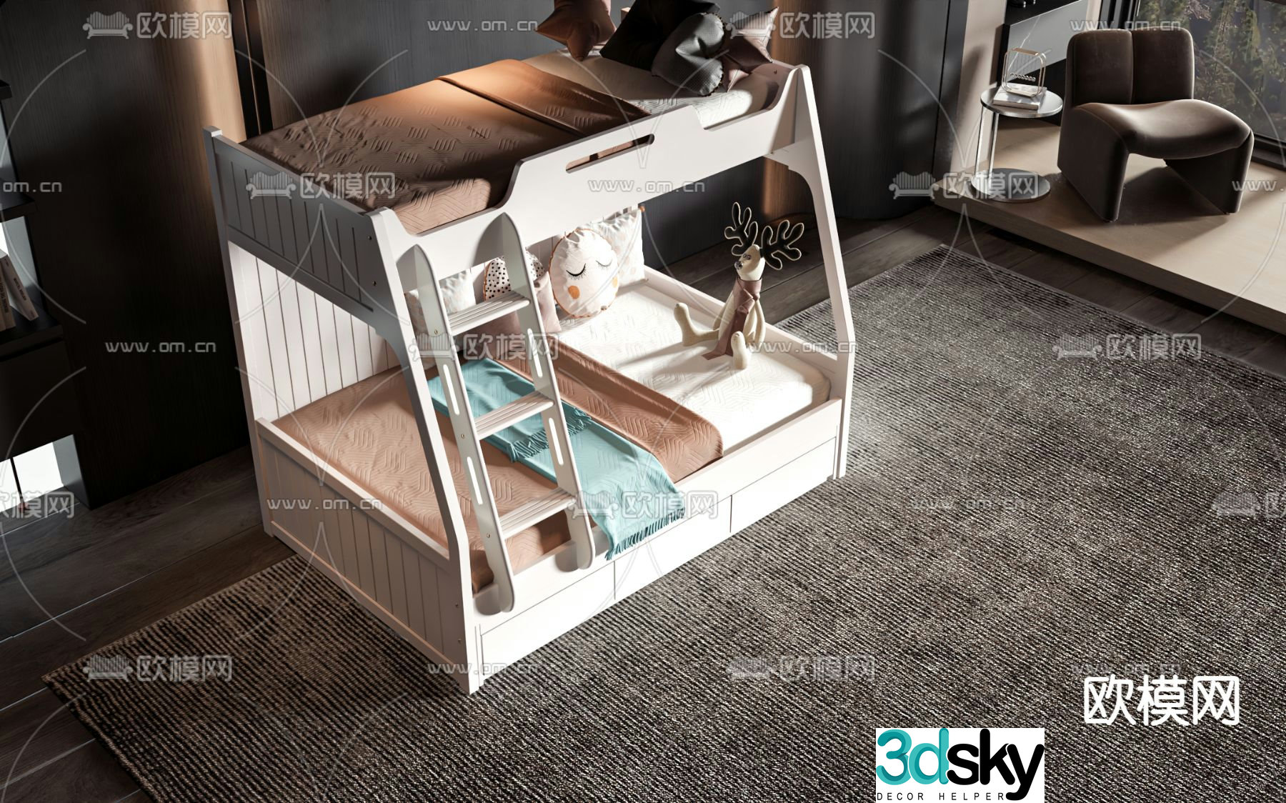 Children’s bed bunk bed bunk bed 3d model