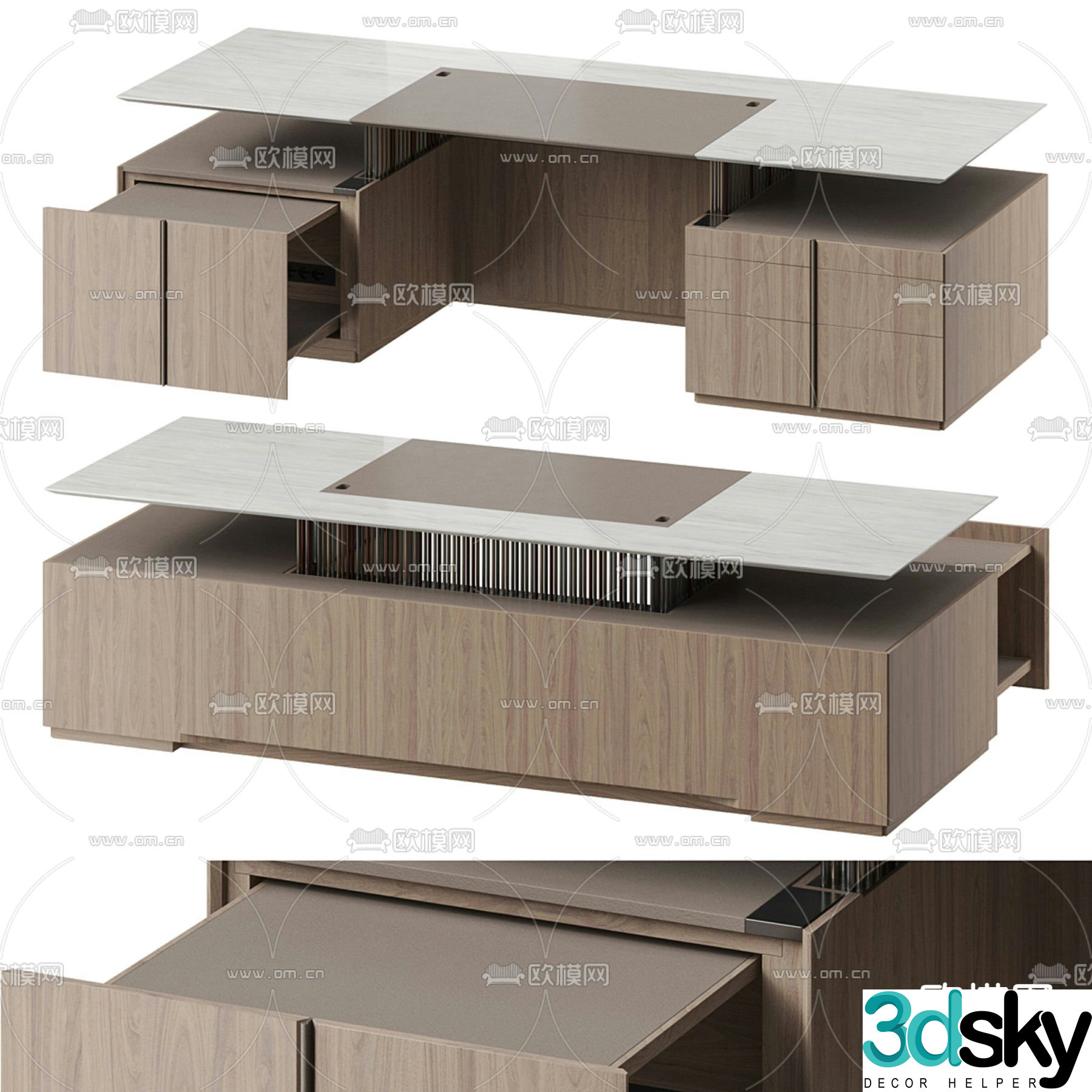 Modern office desk executive desk 3d model