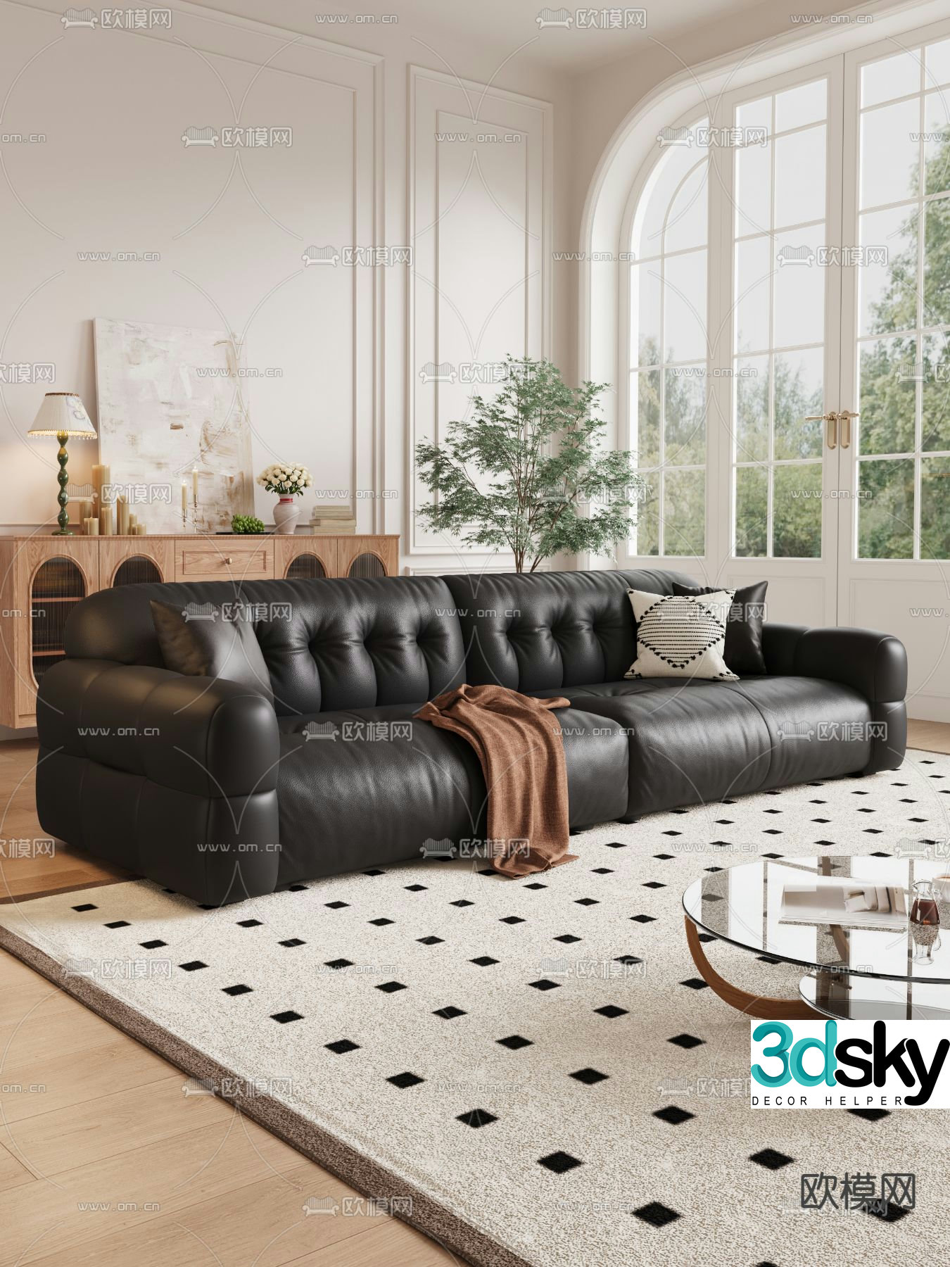 French sofa double sofa 3d model