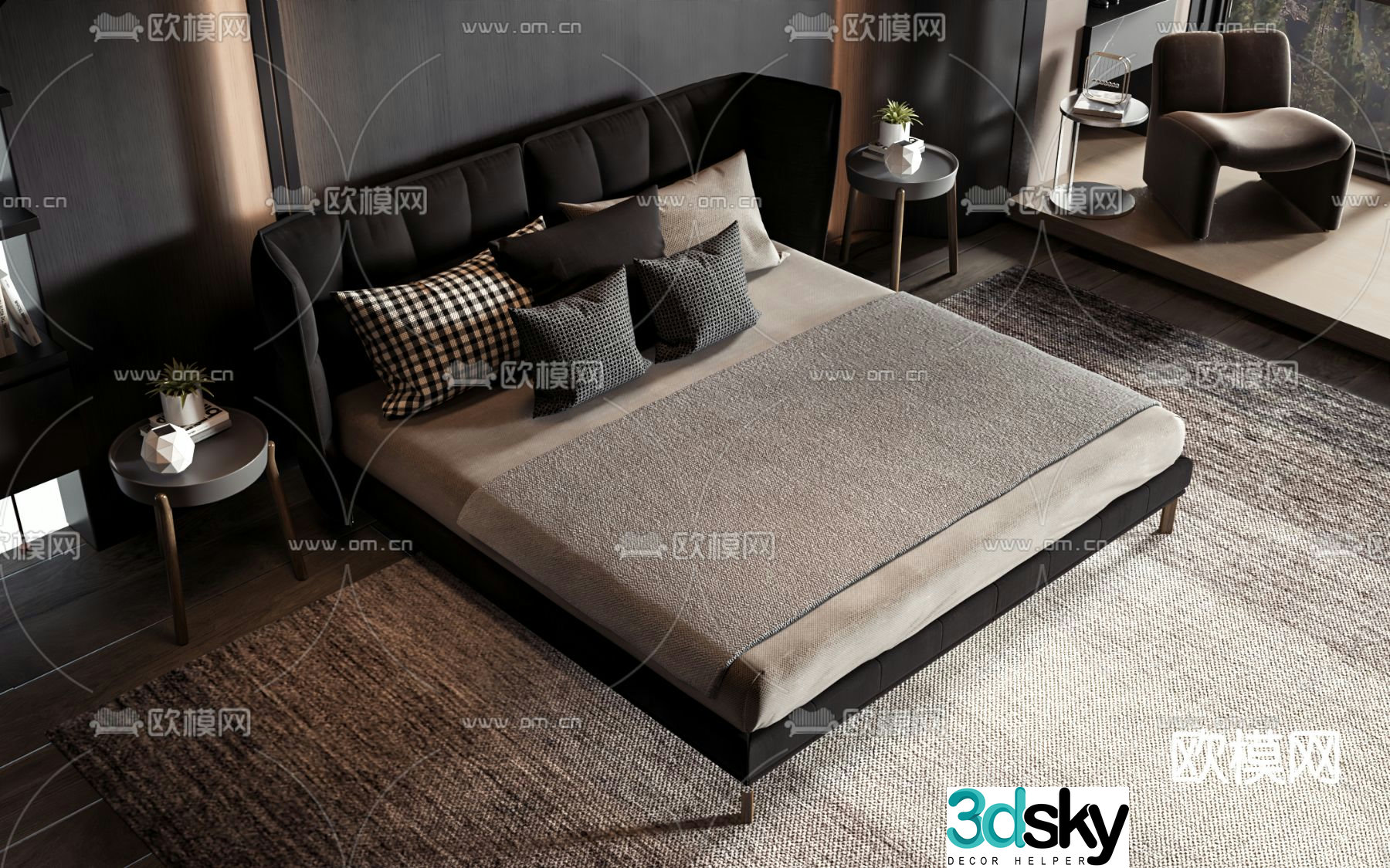 Commercial bed double bed 3d model