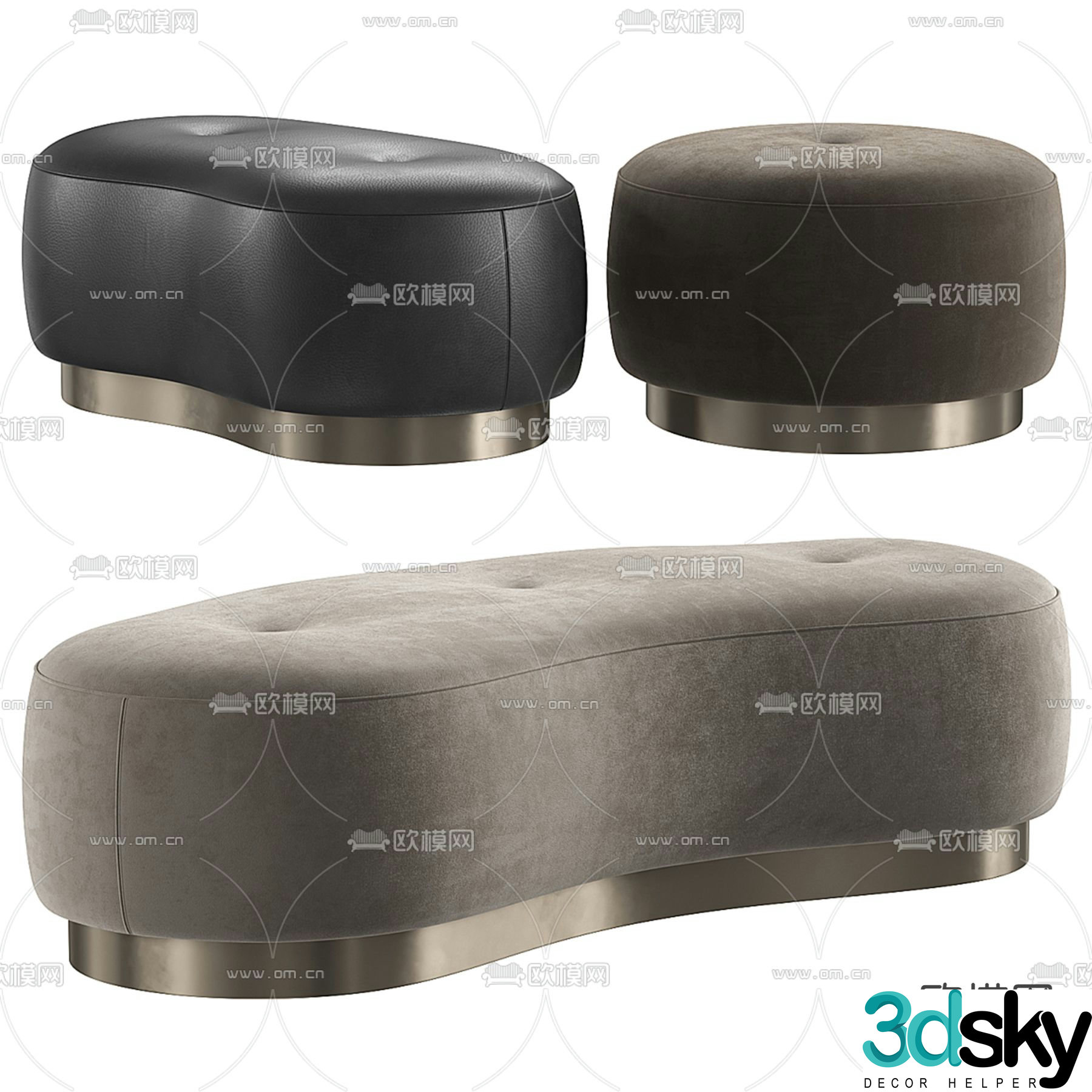 Minotti sofa stool stool 3d model