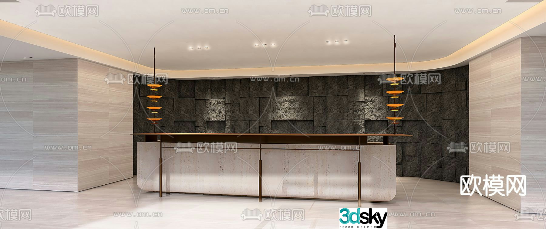 Modern front desk reception desk service desk 3d model