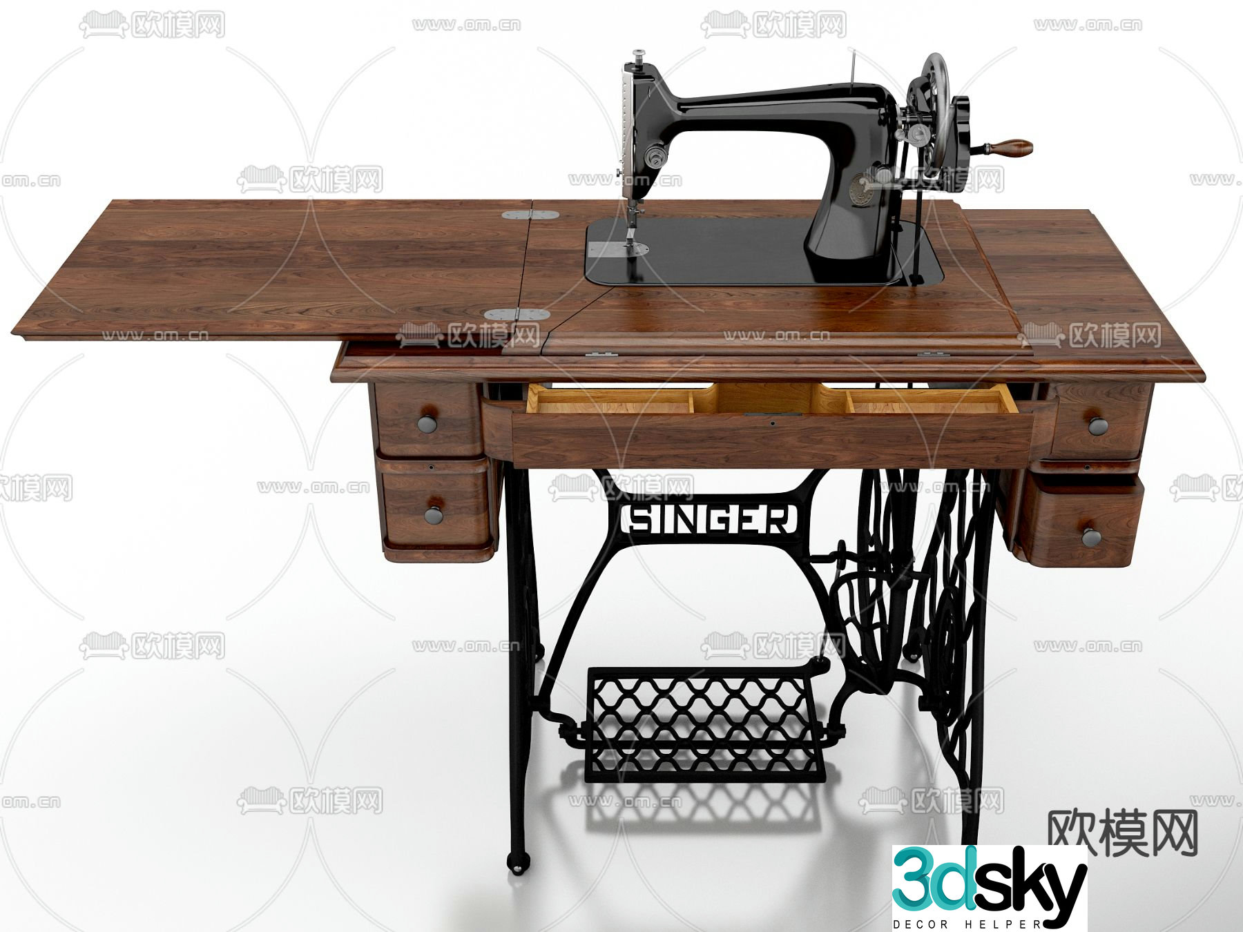 solid wood sewing machine sewing machine 3d model