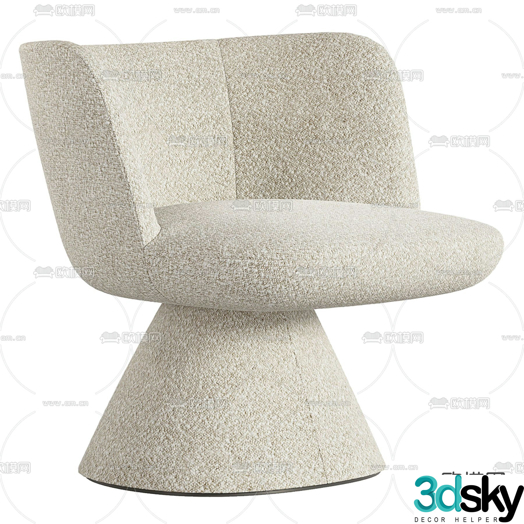 Cream style sofa chair leisure chair 3d model