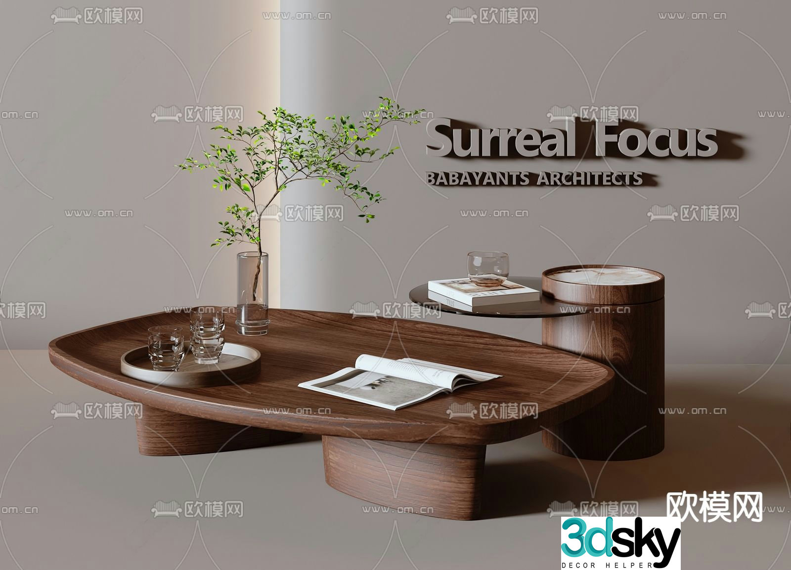Medieval style mother-in-law coffee table 3D model