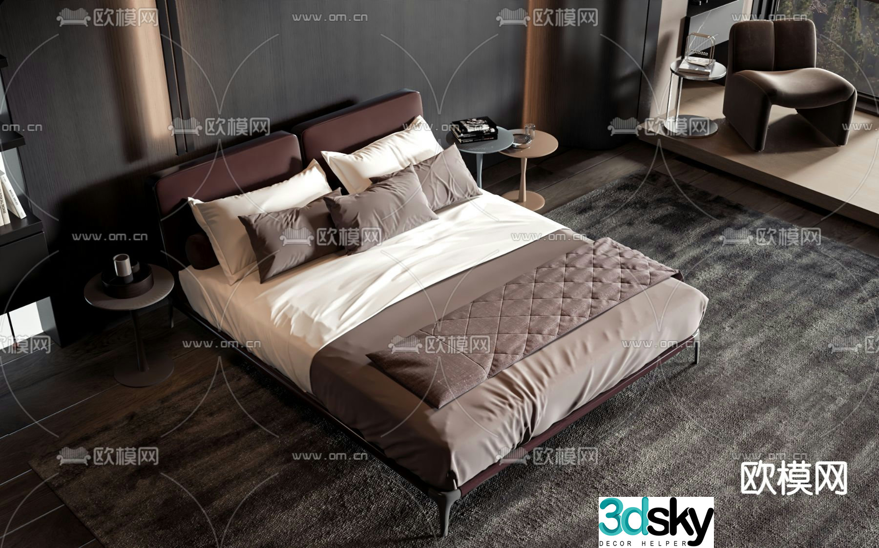 Commercial bed double bed 3d model