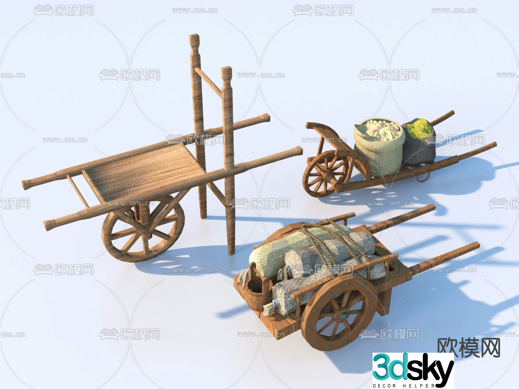 Wheelbarrow Rural Farming Sketch Farm Tools 3D Model