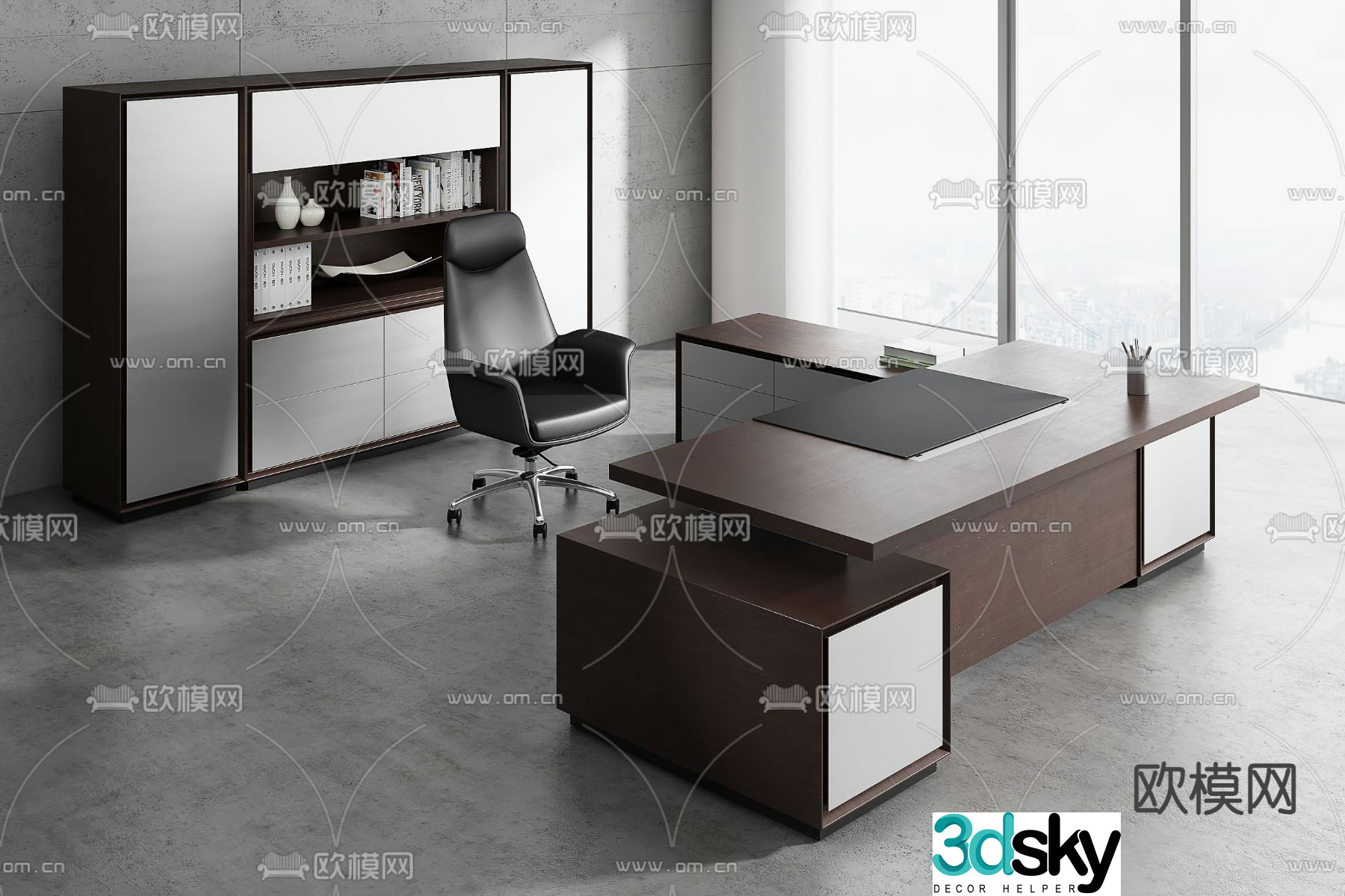 Modern executive desk boss desk 3D model