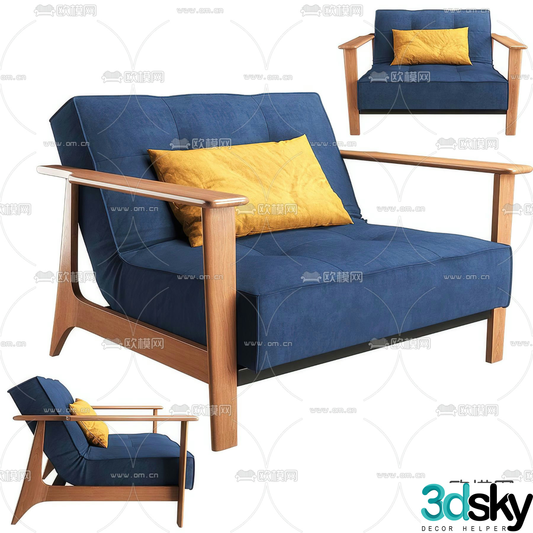 Leisure chair fabric leisure chair 3d model