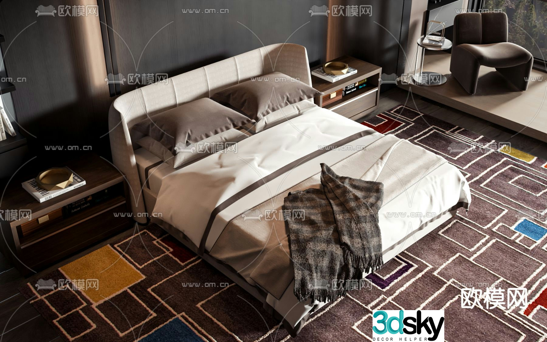 Commercial bed double bed 3d model