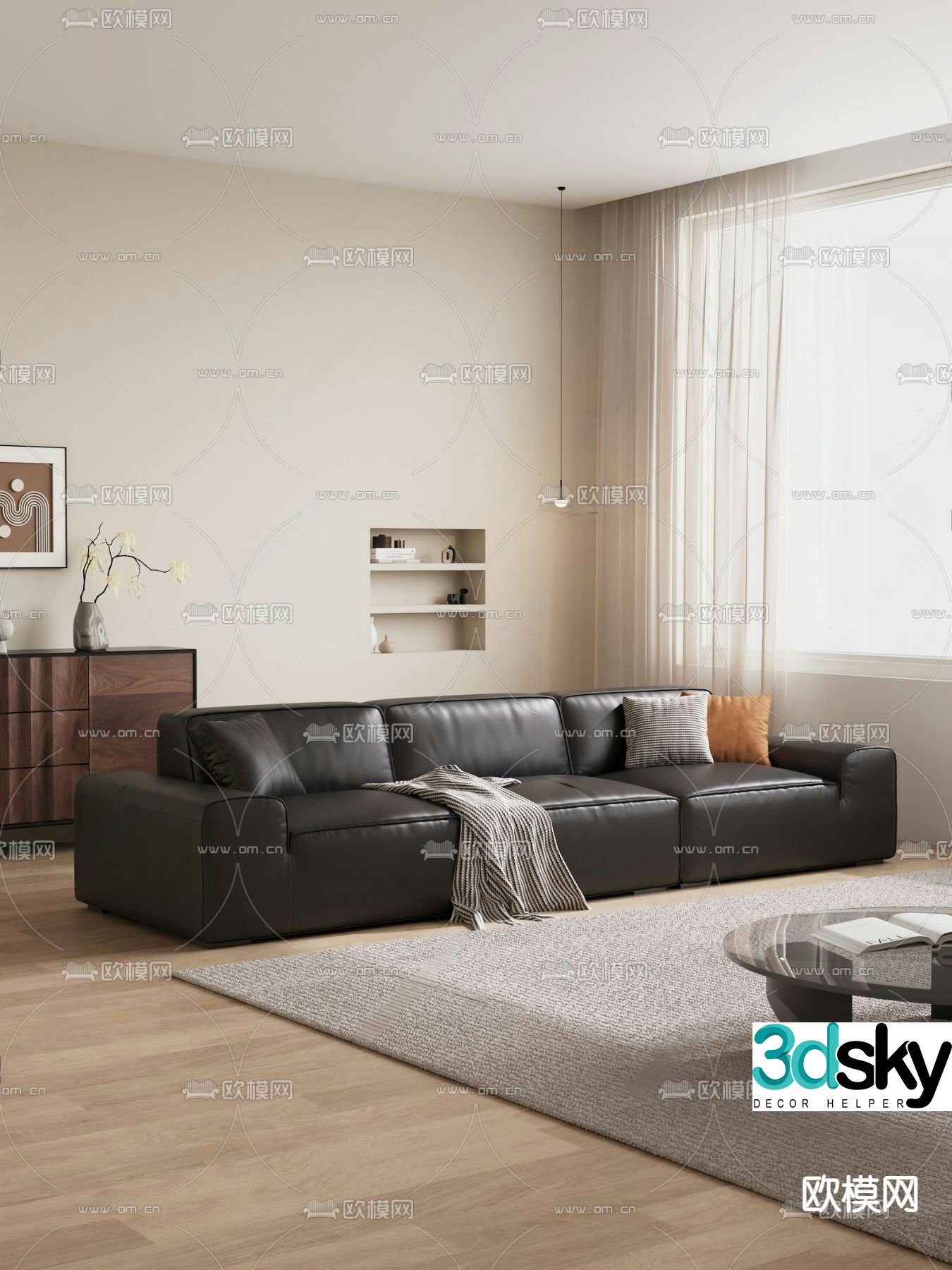 Medieval style double sofa leather sofa 3d model
