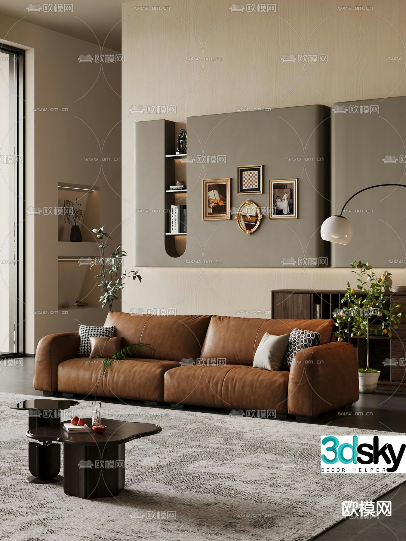 leather sofa loveseat 3d model