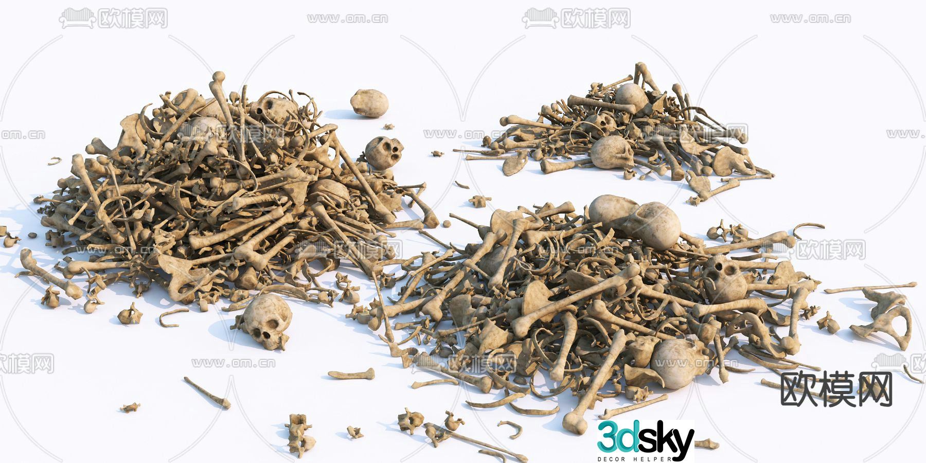 Skull bones landscape 3d model