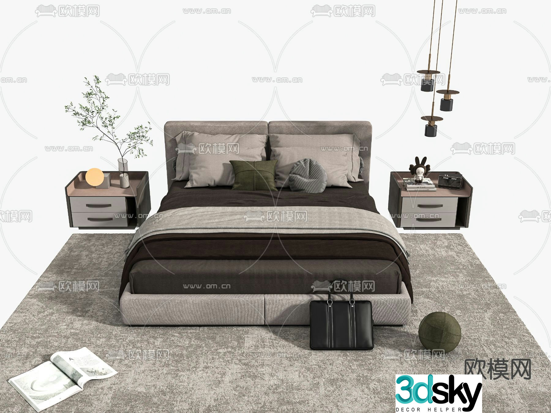 Double bed 3d model