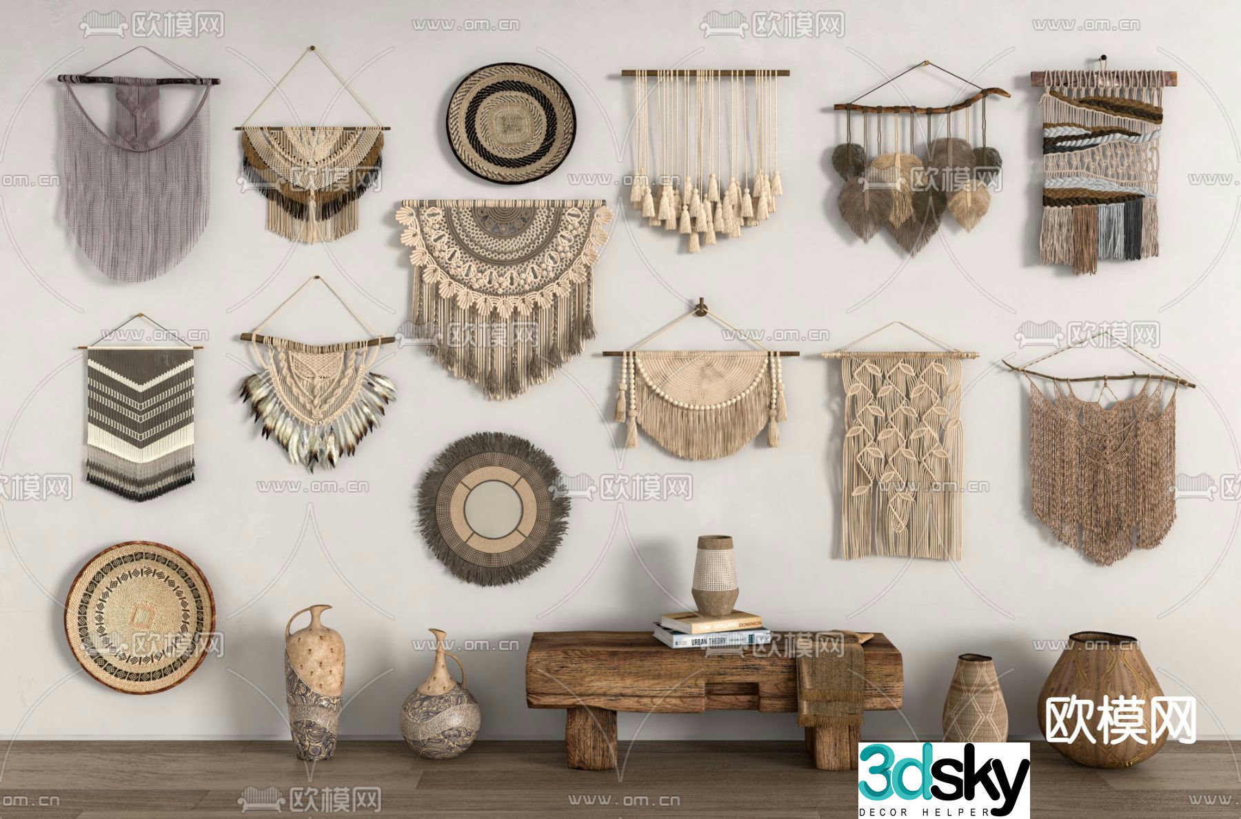 Wagyu Wall Decoration Weaving Ornament Tassel 3D Model