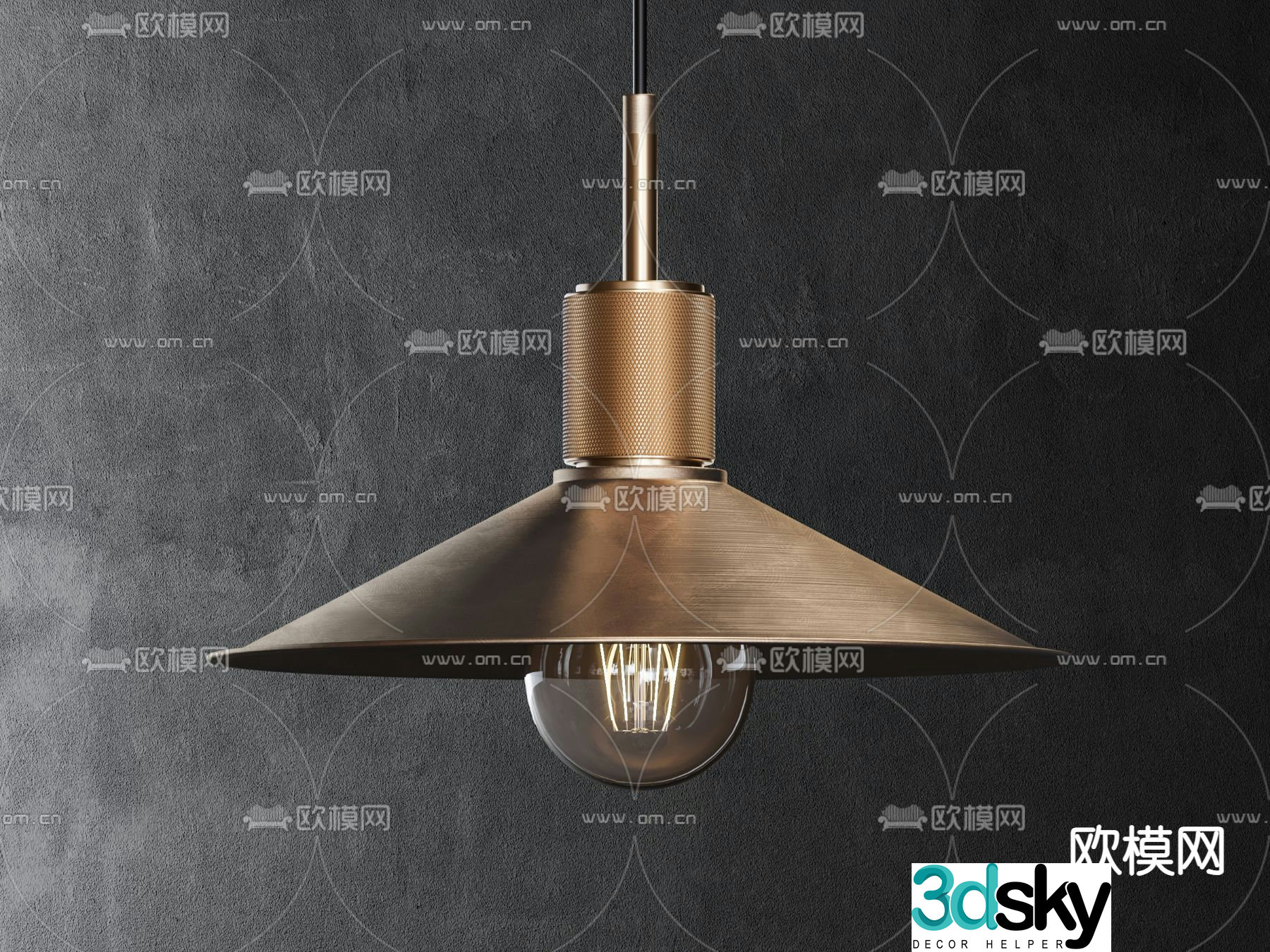 Full copper chandeliers restaurant chandeliers 3D model