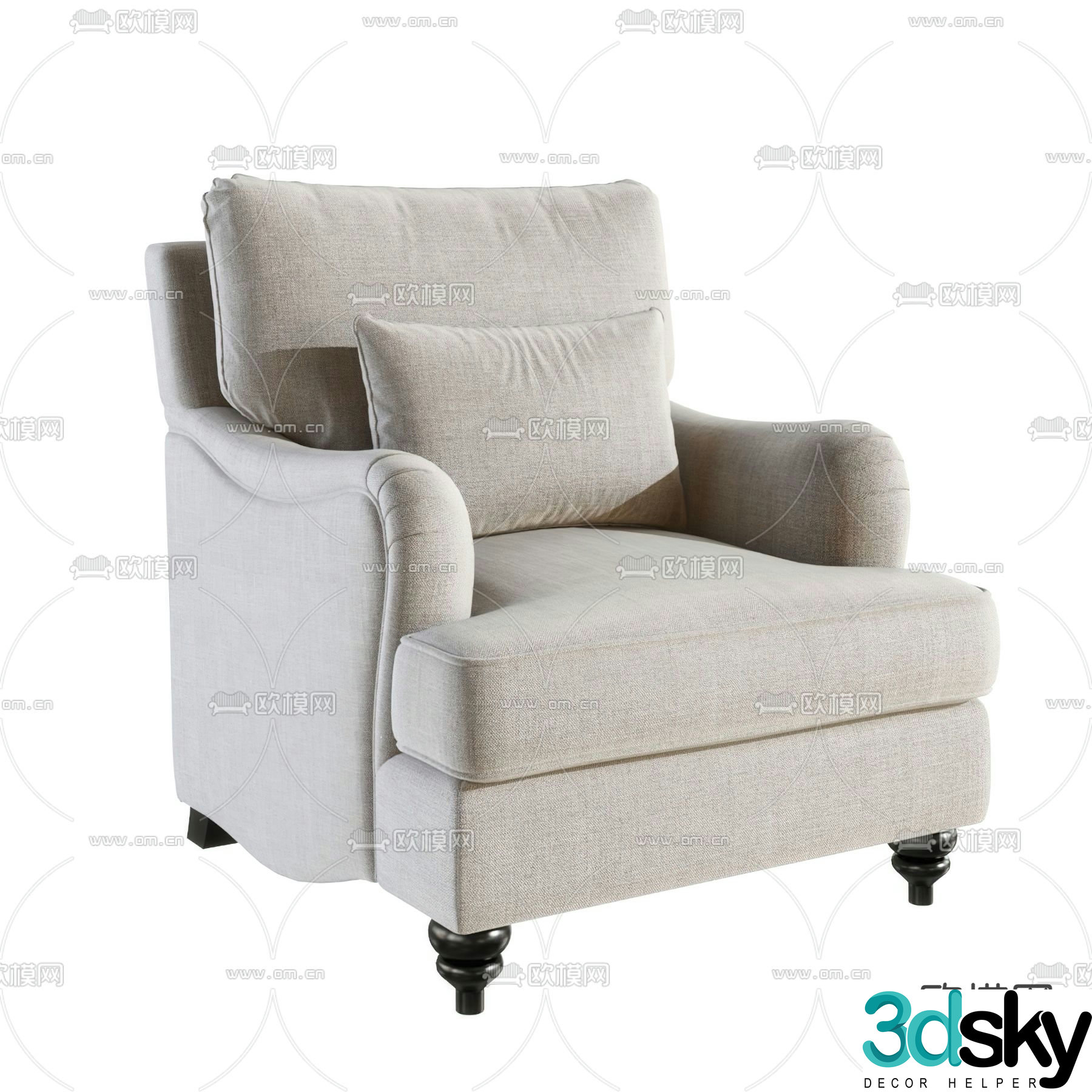 baker single sofa leisure sofa 3d model