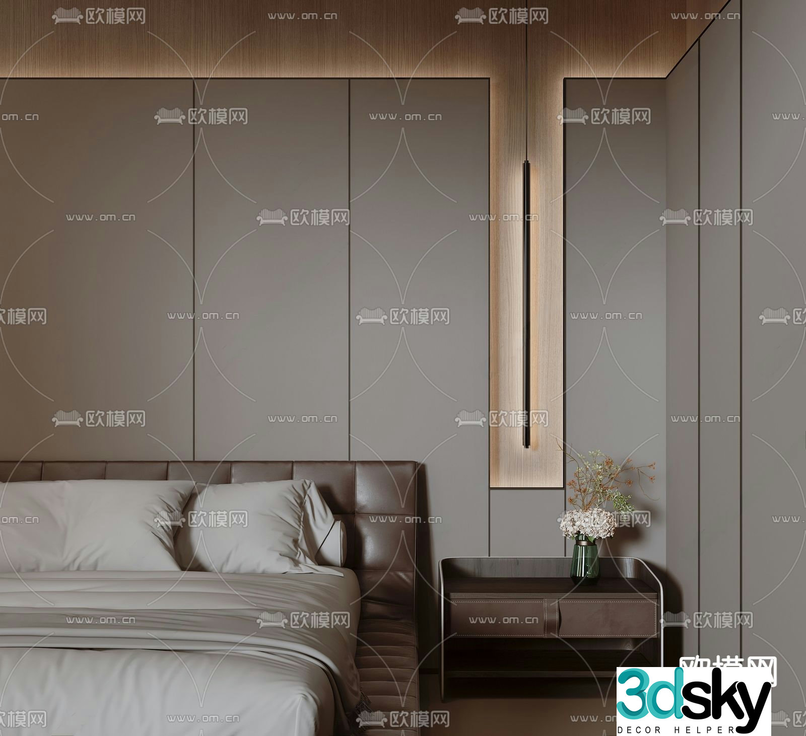 Bedside table double bed 3d model