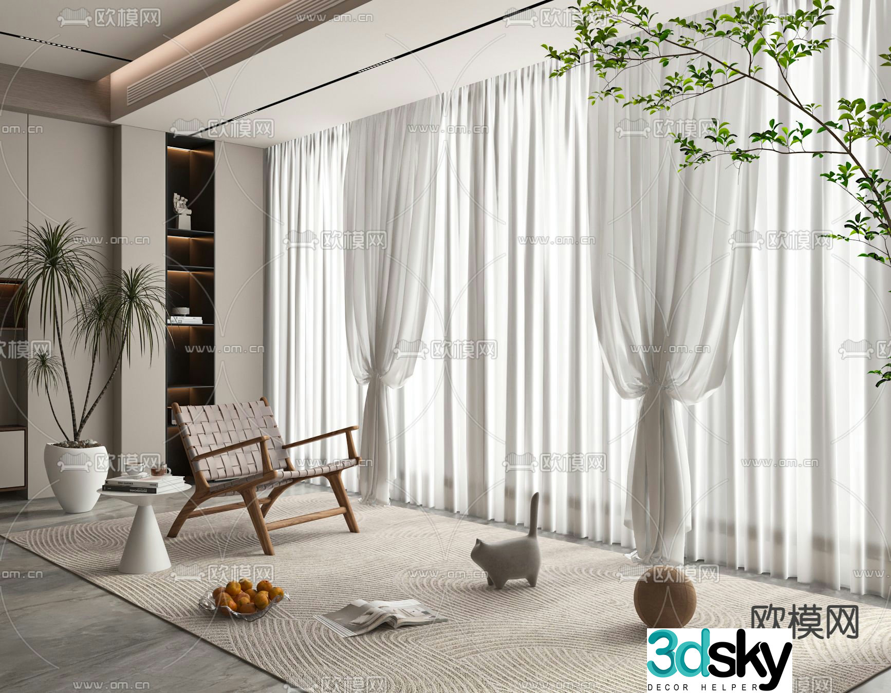 Plain curtains window screens dream curtains 3D model